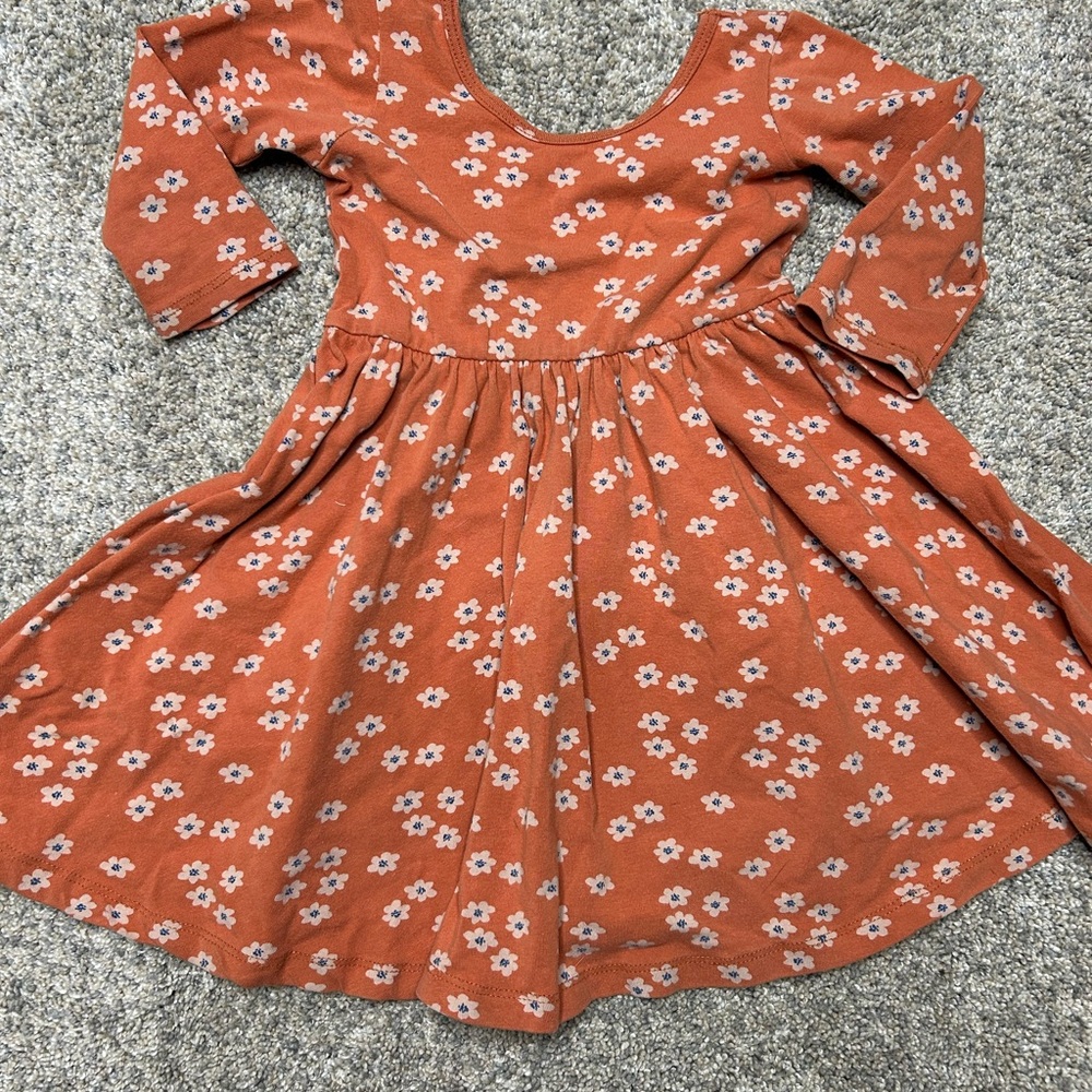 Floral Orange Kids Casual Dress